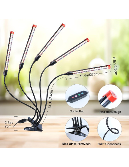 Lámpara de Crecimiento LED FECiDA 45W con Temporizador y Clip