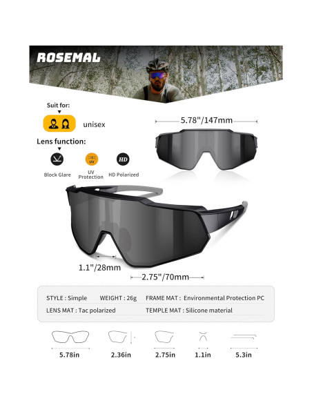 Gafas de sol deportivas Rosemal 7259 polarizadas UV400