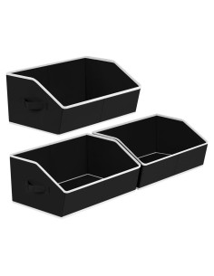 Cestas de Almacenamiento Trapezoidales Homsorout - Paquete de 3, Negro