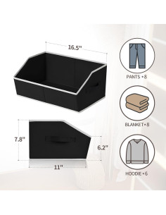 Cestas de Almacenamiento Trapezoidales Homsorout - Paquete de 3, Negro 2