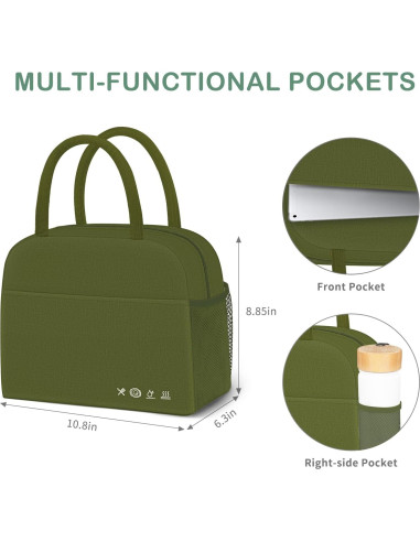 Bolsa de Almuerzo Reutilizable DALINDA Verde Militar 9.5L