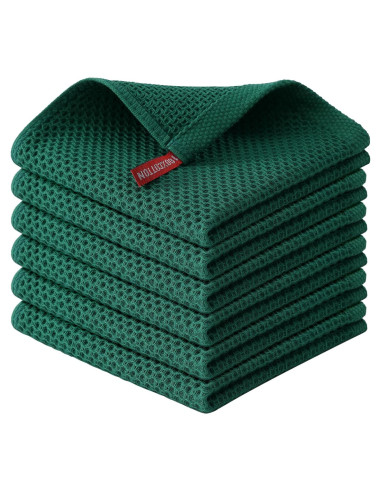 Paños de Cocina Kitinjoy 100% Algodón 6 Piezas 30x30 cm Verde