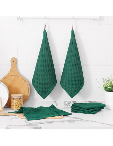 Paños de Cocina Kitinjoy 100% Algodón 6 Piezas 30x30 cm Verde