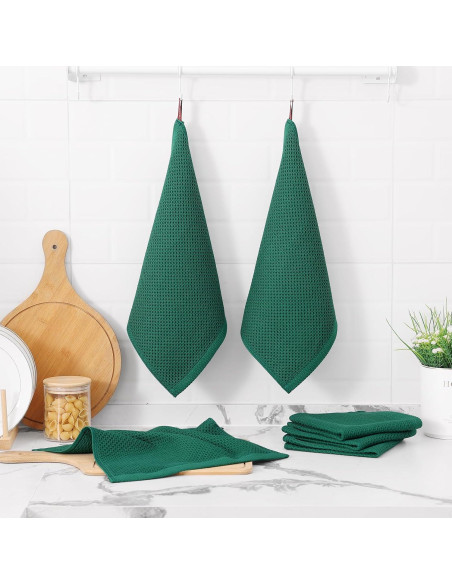 Paños de Cocina Kitinjoy 100% Algodón 6 Piezas 30x30 cm Verde