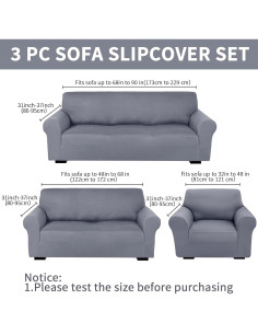 Juego de Fundas para Sofá Peryiter 3 Piezas Gris Claro 2