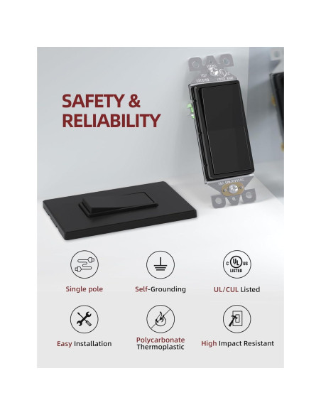 Interruptor de Pared AIDA Negro Mate Un Polo 15A 20 Unidades