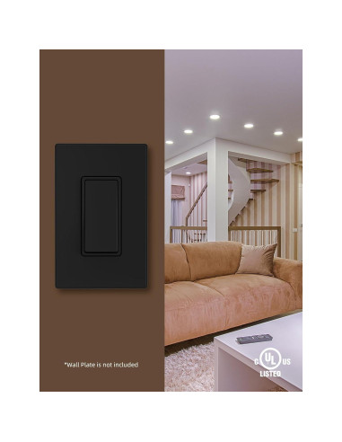 Interruptor de Pared AIDA Negro Mate Un Polo 15A 20 Unidades