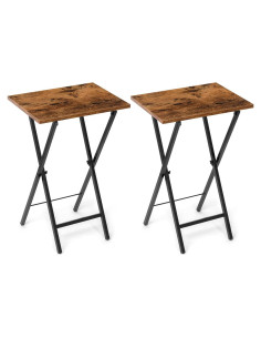 Juego de 2 mesas de bandeja Acovy TVTRAY marrón rústico