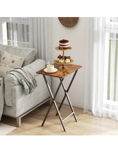 Juego de 2 mesas de bandeja Acovy TVTRAY marrón rústico 2