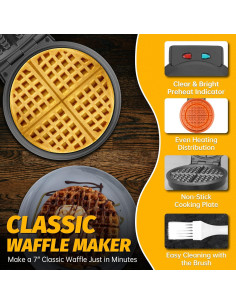 Máquina de Waffles Clásica FineMade 20.96 cm Antiadhesiva 2