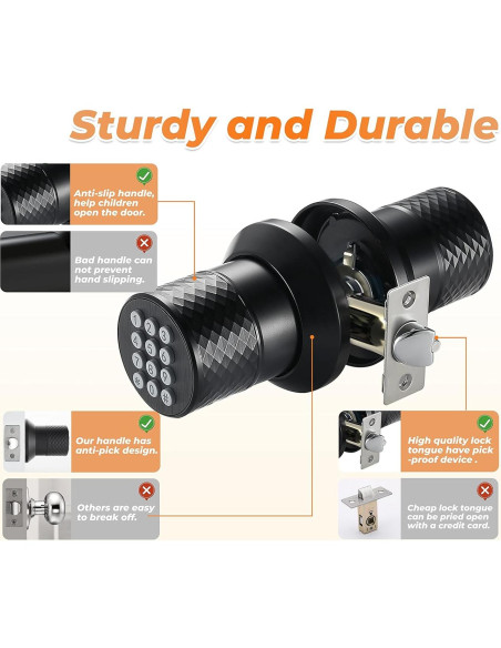 Cerradura de Pomo Electrónica Buoan YL-98 Negra con Teclado