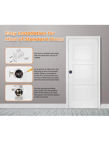 Cerradura de Pomo Electrónica Buoan YL-98 Negra con Teclado