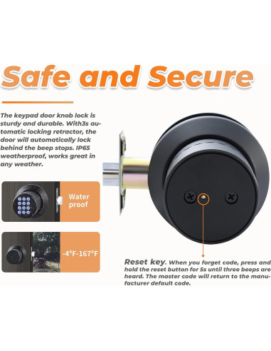 Cerradura de Pomo Electrónica Buoan YL-98 Negra con Teclado