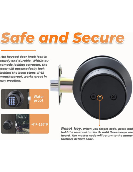 Cerradura de Pomo Electrónica Buoan YL-98 Negra con Teclado