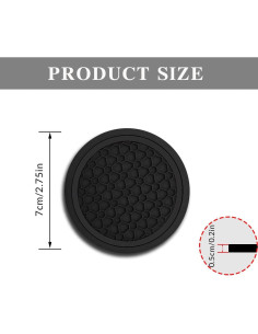 Posavasos para Coche Couslcd 4PCS Antideslizantes PVC Negro 2
