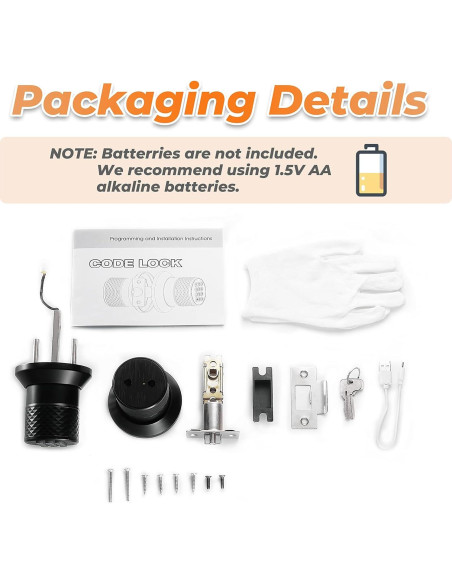 Cerradura de Pomo Electrónica Buoan YL-98 Negra con Teclado