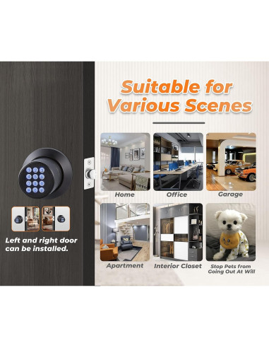 Cerradura de Pomo Electrónica Buoan YL-98 Negra con Teclado