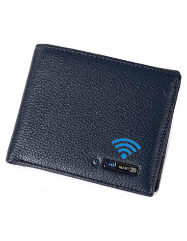 Billetera Inteligente Antipérdida Smart LB Cuero Azul 10.9x9.4cm