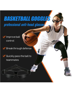 Gafas de Dribbling Baloncesto Ajustables 3 Piezas Negras 2