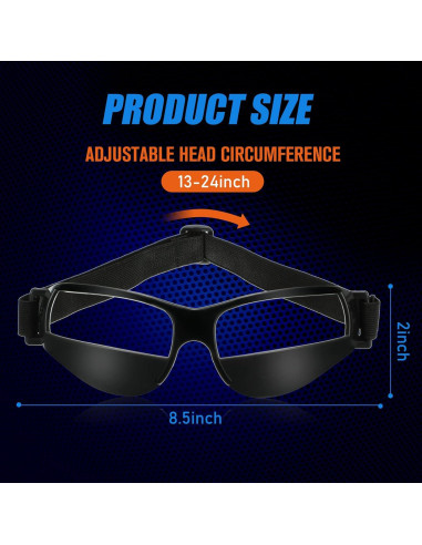 Gafas de Dribbling Baloncesto Ajustables 3 Piezas Negras