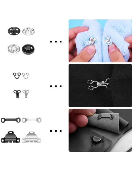 Broches para Coser BeautyChen - 50 Pares, 3 Estilos, 2 Colores