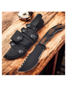 Cuchillo Tracker Poshland 25.4 cm Acero D2 Funda Cuero
