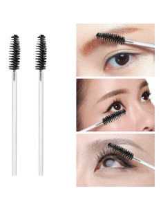 100 Cepillos de Pestañas Desechables Tbestmax con Contenedor 2