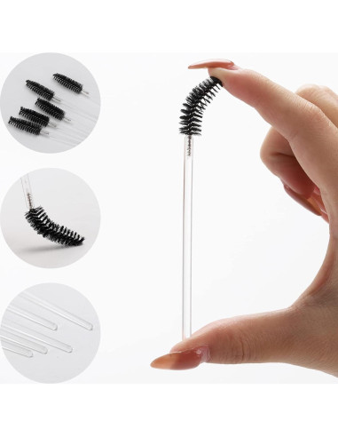 100 Cepillos de Pestañas Desechables Tbestmax con Contenedor