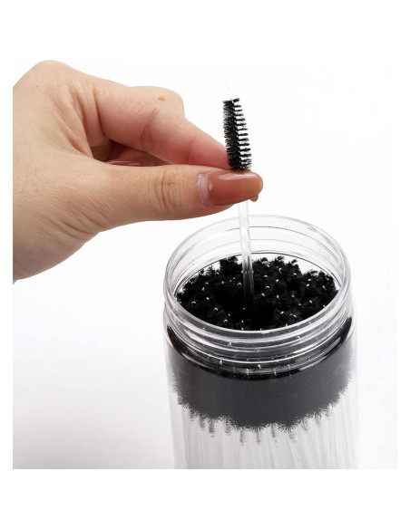 100 Cepillos de Pestañas Desechables Tbestmax con Contenedor