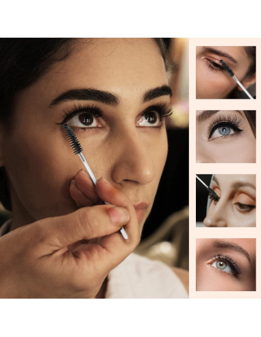 100 Cepillos de Pestañas Desechables Tbestmax con Contenedor