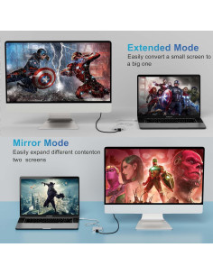 Adaptador USB-C a 4K HDTV Battony 3-en-1, 50cm, 100W PD 2