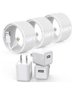 3 Pack Cargador iPhone 10FT MFi Apple USB Blanco