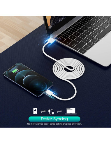 3 Pack Cargador iPhone 10FT MFi Apple USB Blanco
