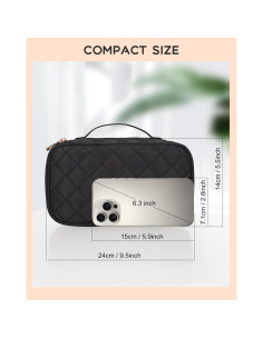 Bolsa de Maquillaje Relavel Negra Doble Capa 22.6x13x8.1cm 2