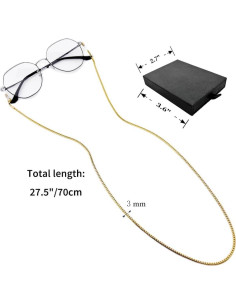 Cadena de Gafas de Acero Inoxidable para Mujeres - 73.66 cm - Oro 2