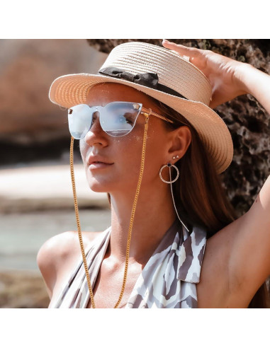 Cadena de Gafas de Acero Inoxidable para Mujeres - 73.66 cm - Oro