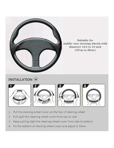 Funda de Volante LABBYWAY de Cuero Microfibra 37-39 cm Antideslizante