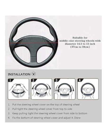 Funda de Volante LABBYWAY de Cuero Microfibra 37-39 cm Antideslizante