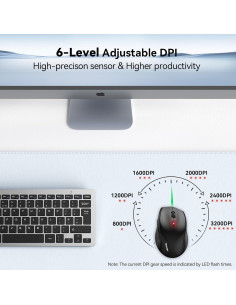 Ratón Inalámbrico TECKNET M002 4800 DPI Ergonómico Negro 2