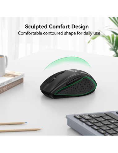 Ratón Inalámbrico TECKNET M002 4800 DPI Ergonómico Negro