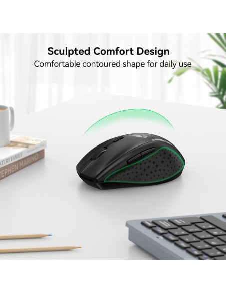 Ratón Inalámbrico TECKNET M002 4800 DPI Ergonómico Negro