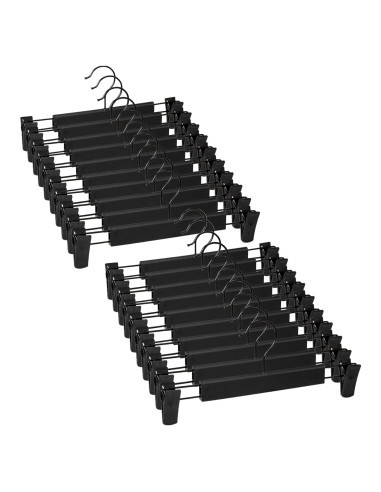 Perchas para Pantalones Lamitocs, 20 Pcs, Antideslizantes, Negros