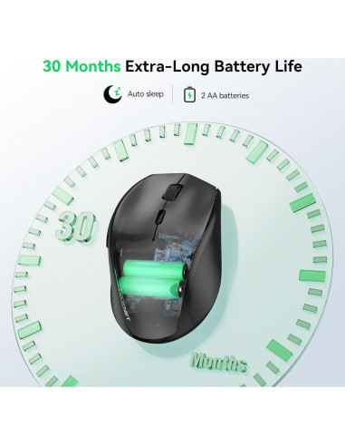 Ratón Inalámbrico TECKNET M002 4800 DPI Ergonómico Negro