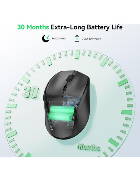 Ratón Inalámbrico TECKNET M002 4800 DPI Ergonómico Negro