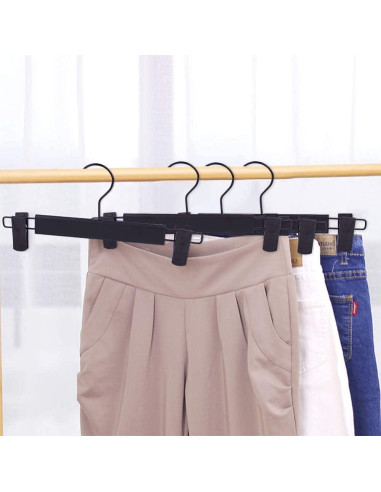 Perchas para Pantalones Lamitocs, 20 Pcs, Antideslizantes, Negros