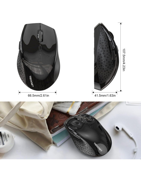 Ratón Inalámbrico TECKNET M002 4800 DPI Ergonómico Negro
