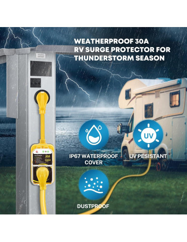 Protector de Sobretensión Kohree 30A 10000J para RV Amarillo