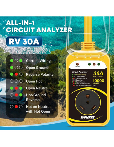 Protector de Sobretensión Kohree 30A 10000J para RV Amarillo