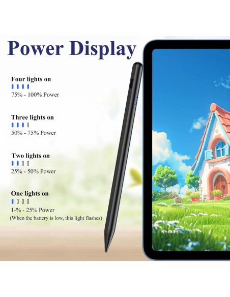 Lápiz Stylus Kenkor para iPad 2018-2025, Negro, Rechazo de Palma