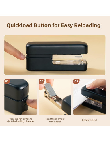 Grampadora Deli Negra con Removedor y 1660 Grapas - 2 Paquetes